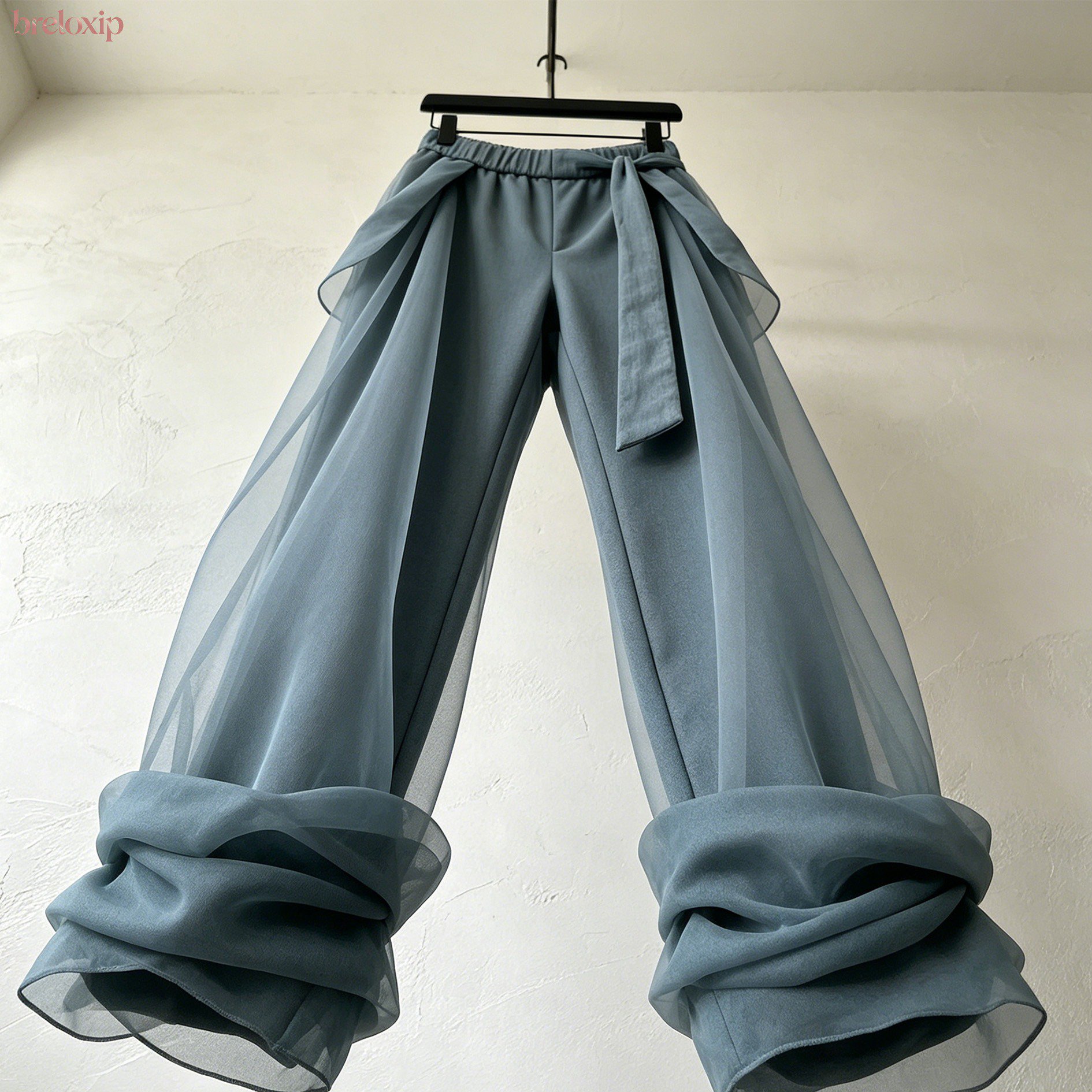 트렌디한 여름 메쉬 와이드 팬츠 착용 컷