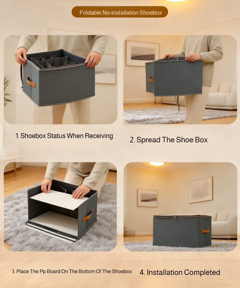 Shoe storage box with lid protecting shoes from dust and moisture
