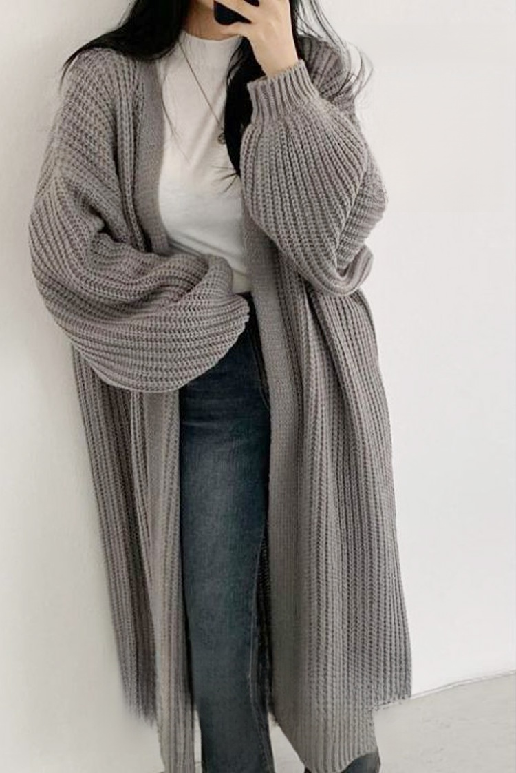 벌룬 소매 빈티지 니트 코트 디테일