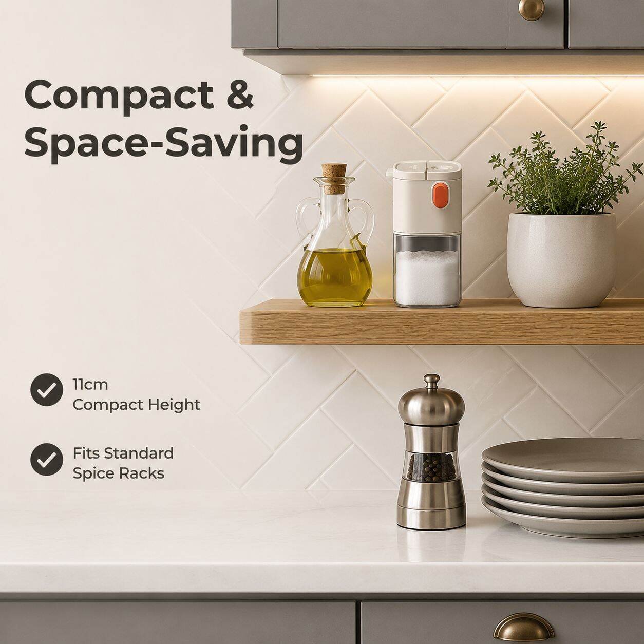 Japanese-Style Press-to-Measure Spice Jar, Moisture-proof Quantitative Salt Container