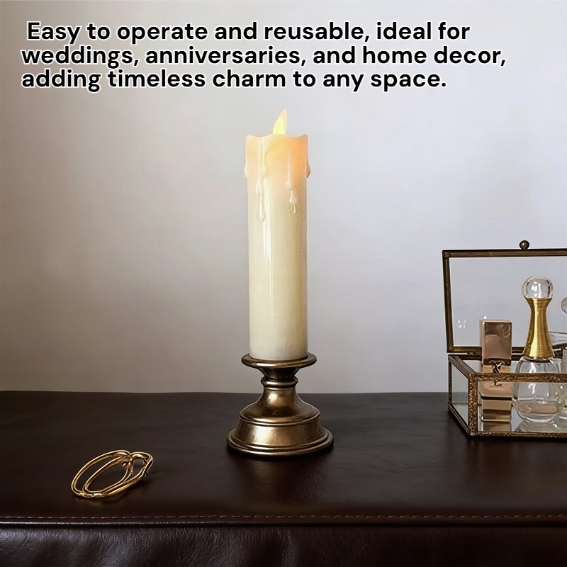 Gold Base Decorative Wedding Electronic Swing Candle Light
