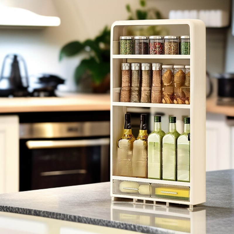 No-punch Wall-mounted Kitchen Seasoning Storage Box Multi-purpose Organizer