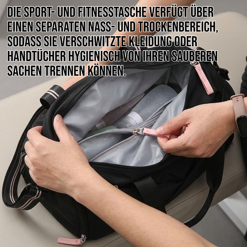 Sport- und Fitnesstasche mit separatem Nass- und Trockenbereich sowie Schuhfach
