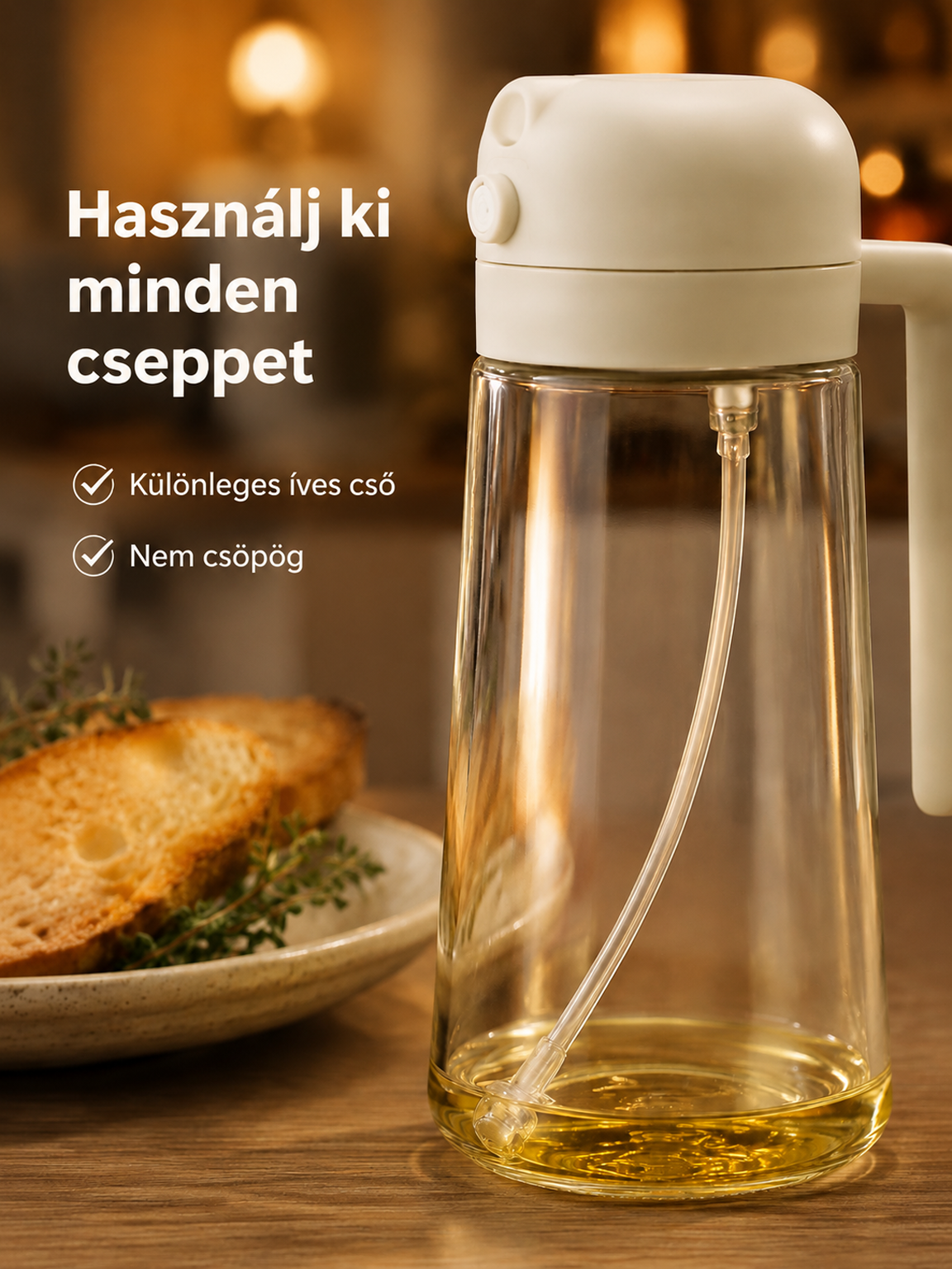 Konyhai üveg olajkiöntő