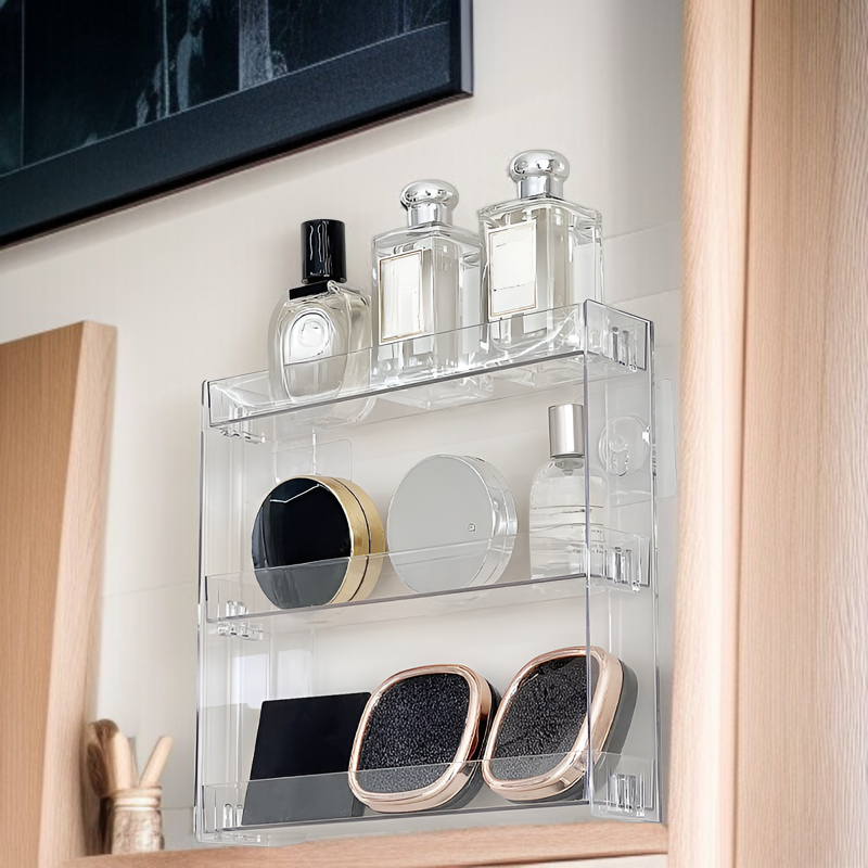 アクリル壁掛け多層透明厚手化粧品置物ホームパンチフリーバスルーム収納ラック
