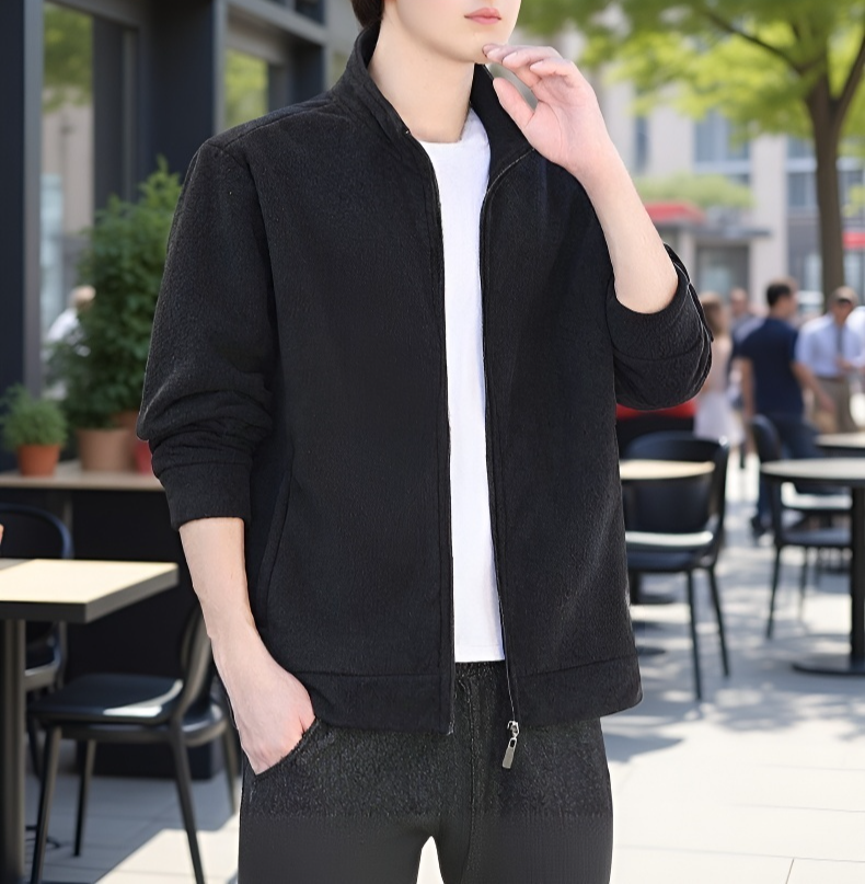 モデル着用男性用ポーラフリースジャケット