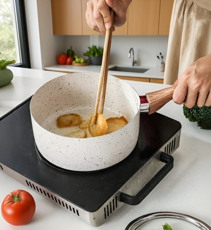Cocina saludable con sartén de piedra maifan