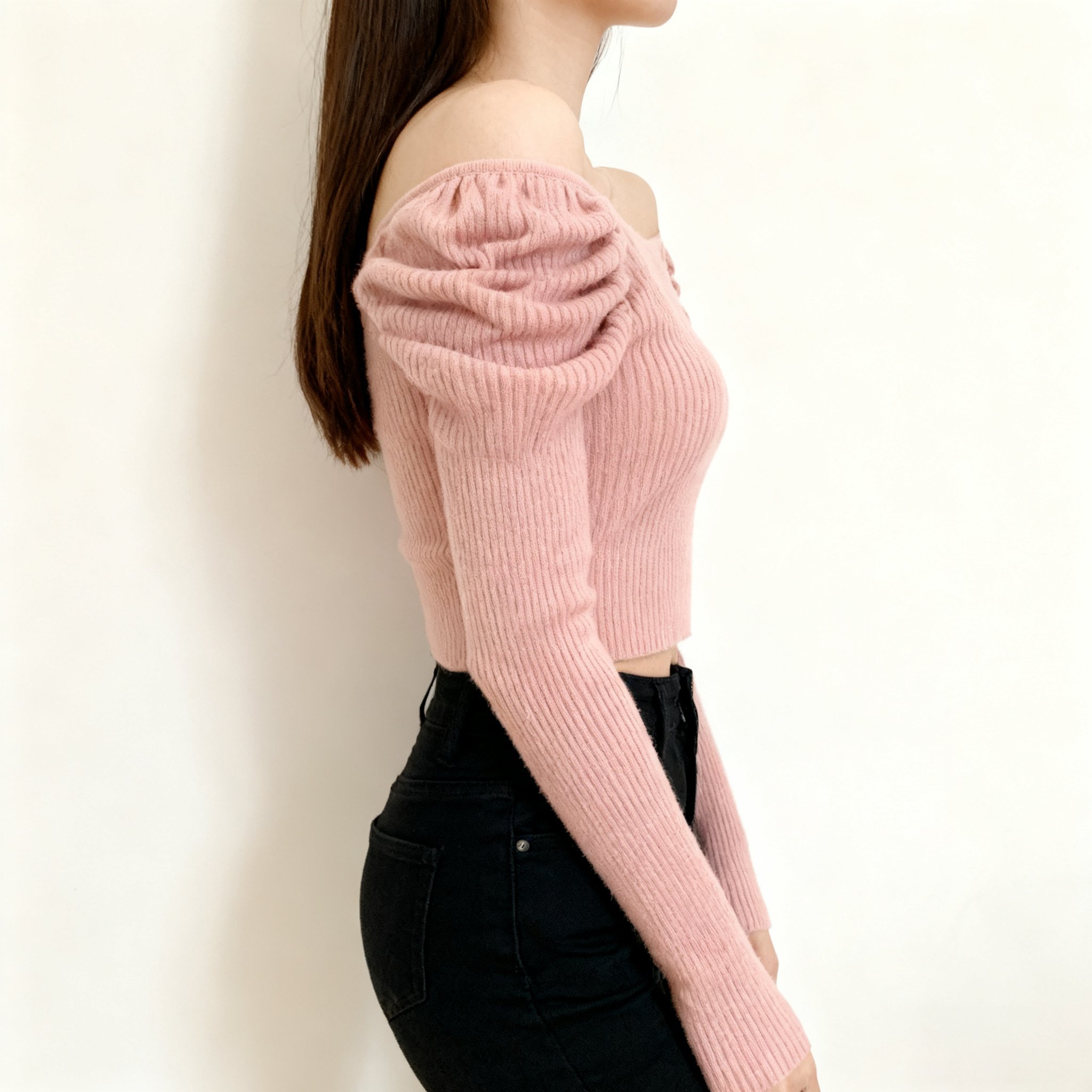 여성 트렌디 핑크 니트 탑