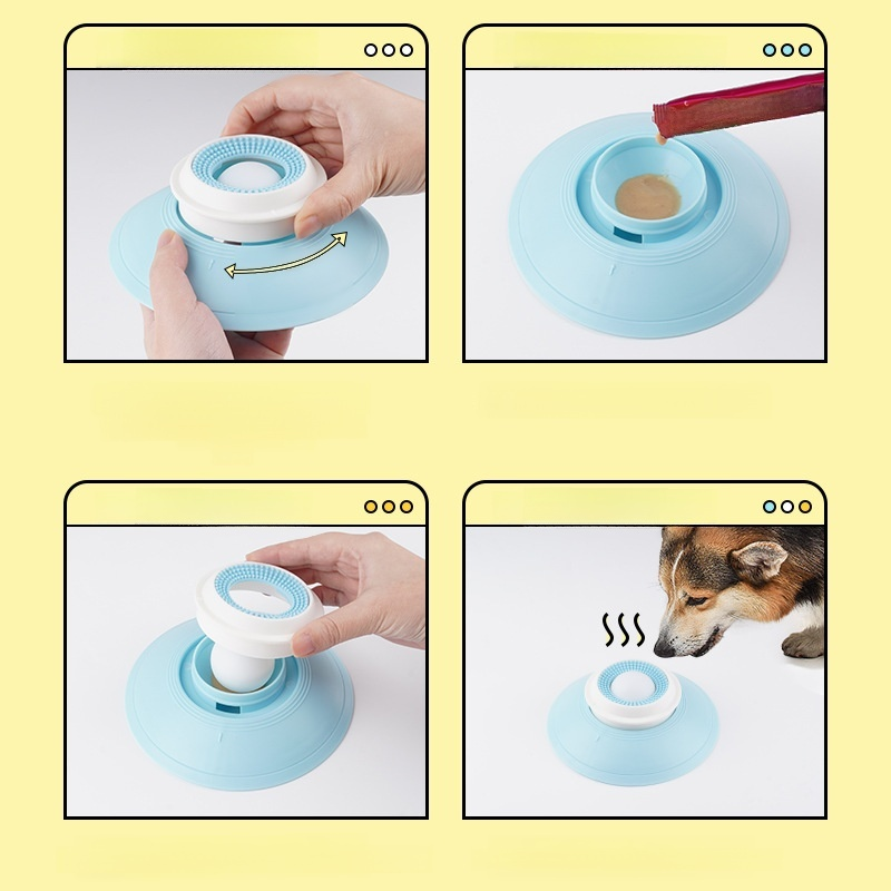 Le chien lèche lentement son assiette