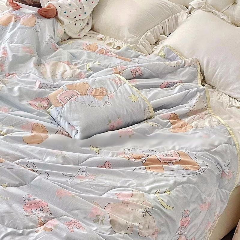 Summer Thin Blanket for Students, Cute Puppy Pattern for Dormitory