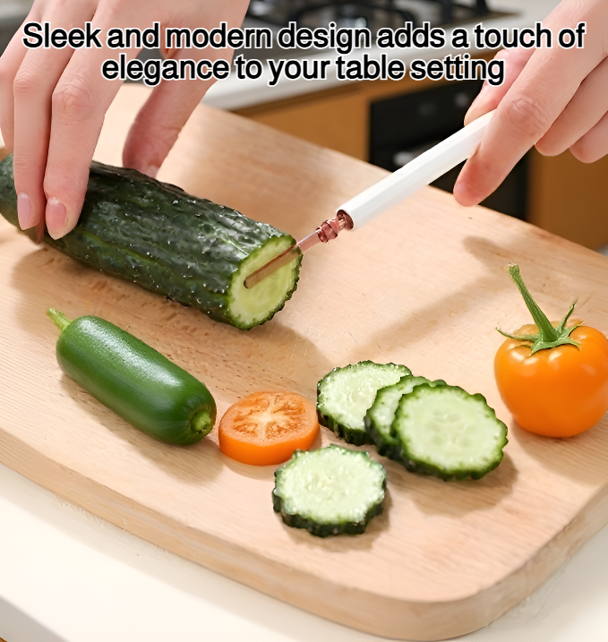 Close-up of stainless steel fruit forks and knives