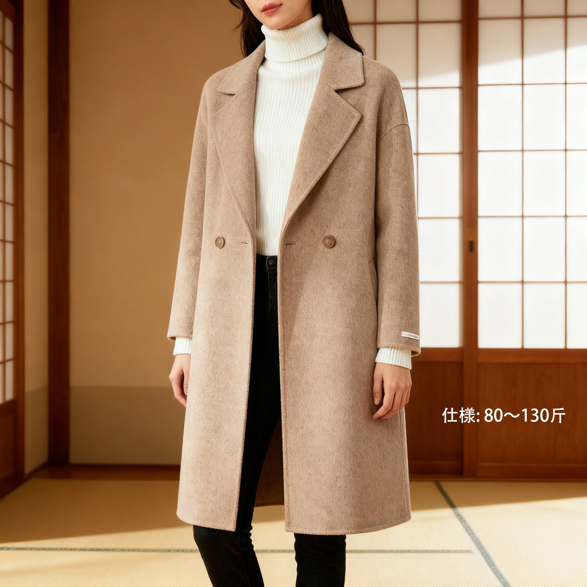 秋冬新作レディースロングコートの防寒素材アップ