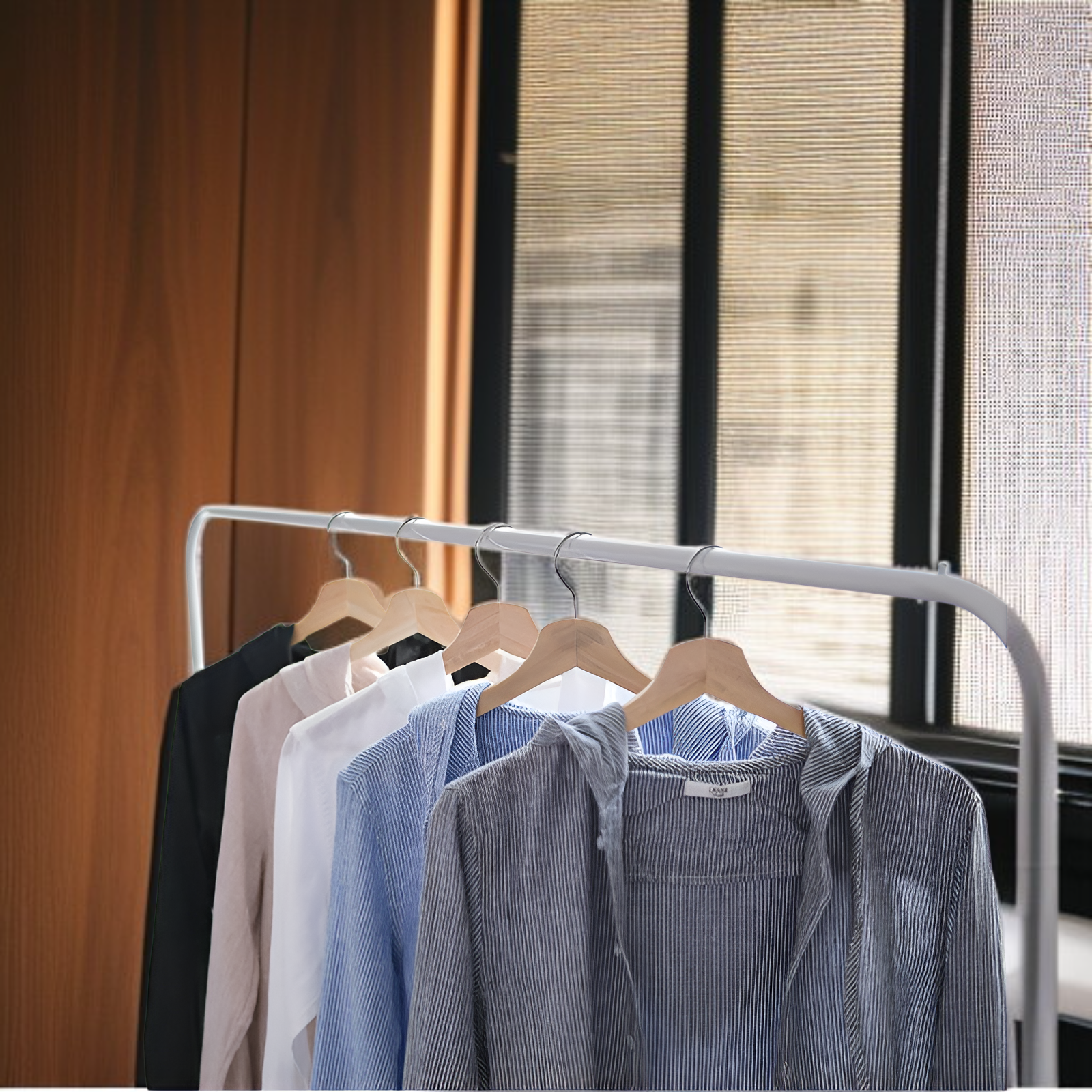 メンズフード付き長袖コットン＆リネンシャツ