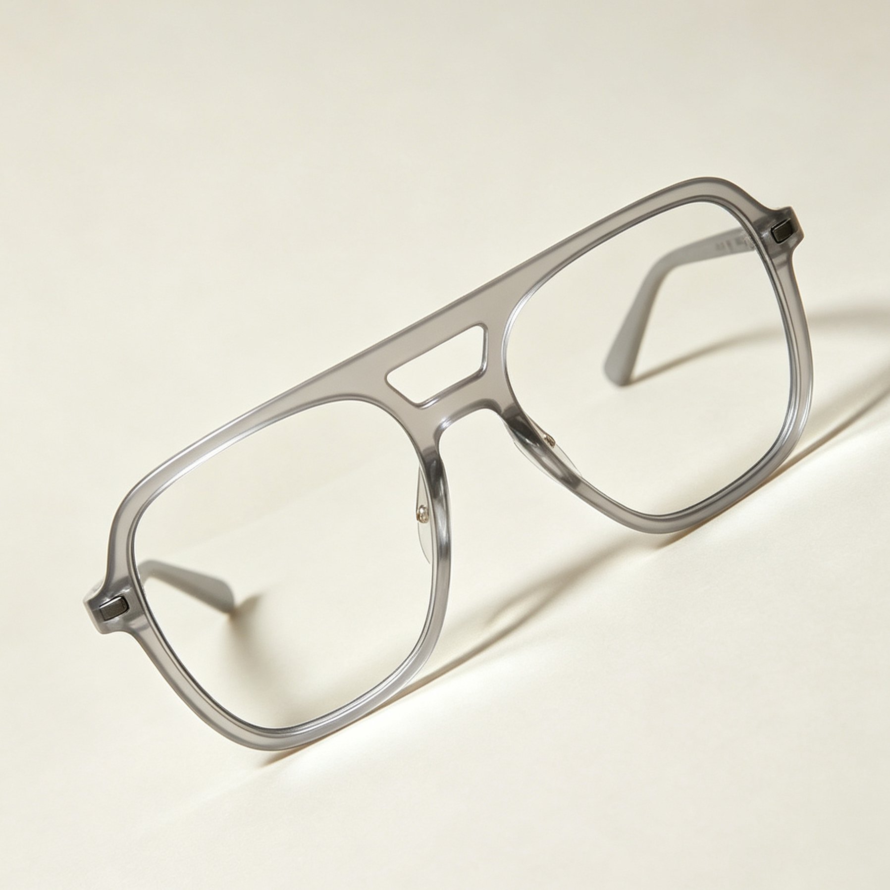 Elegant gray full-rim eyewear front view