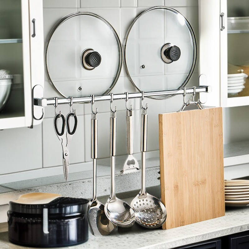 Wielofunkcyjny stalowy wieszak bez wiercenia do kuchni i łazienki