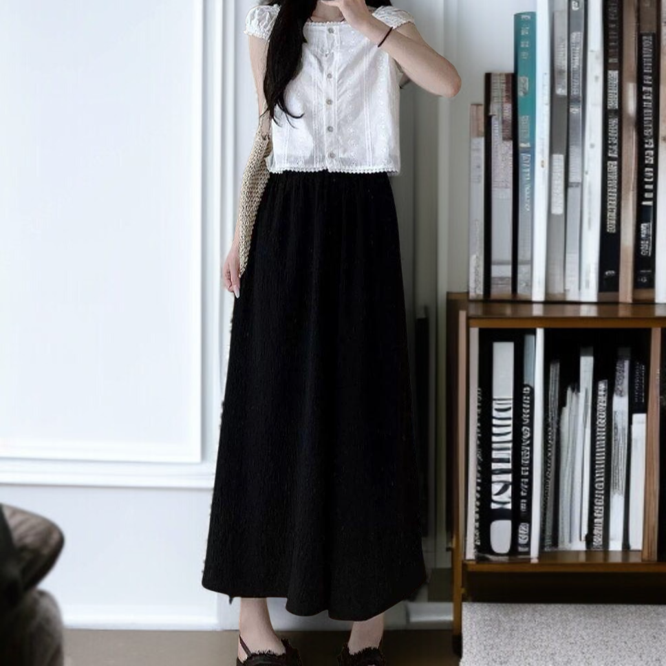 핑크 치마바지녀 여름 얇은 키에 샤랄라 주름 a라인 스커트 하이웨스트 슬림핏 와이드 팬츠