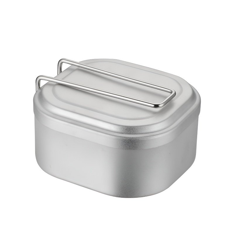 Pudełko na lunch w całości wykonane z aluminium, kwadratowe, z uchwytem