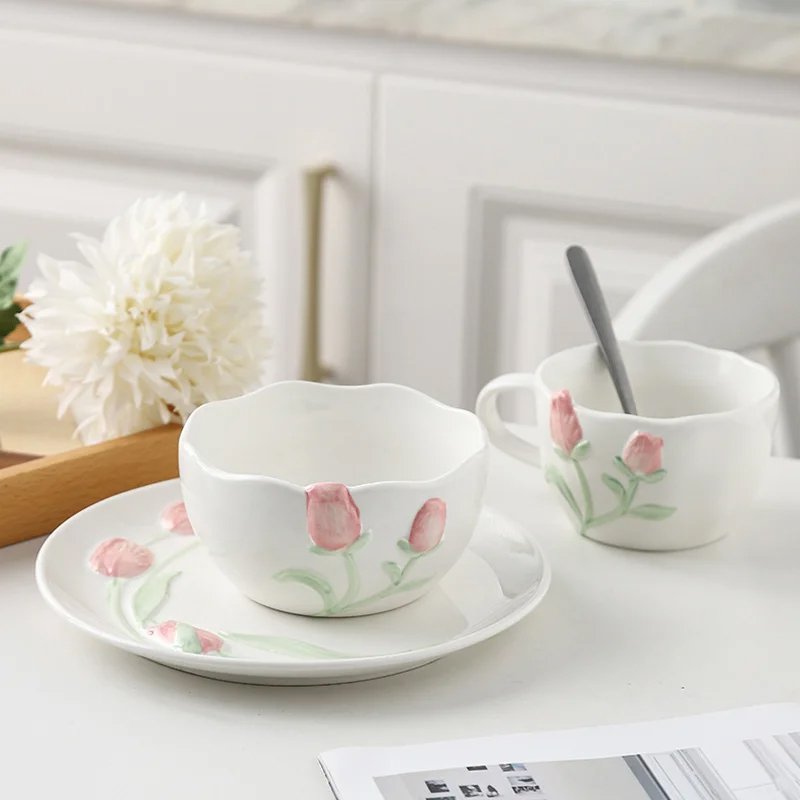 จานเซรามิก 3D ลายดอกไม้ขมิ้นสไตล์โมเดิร์น