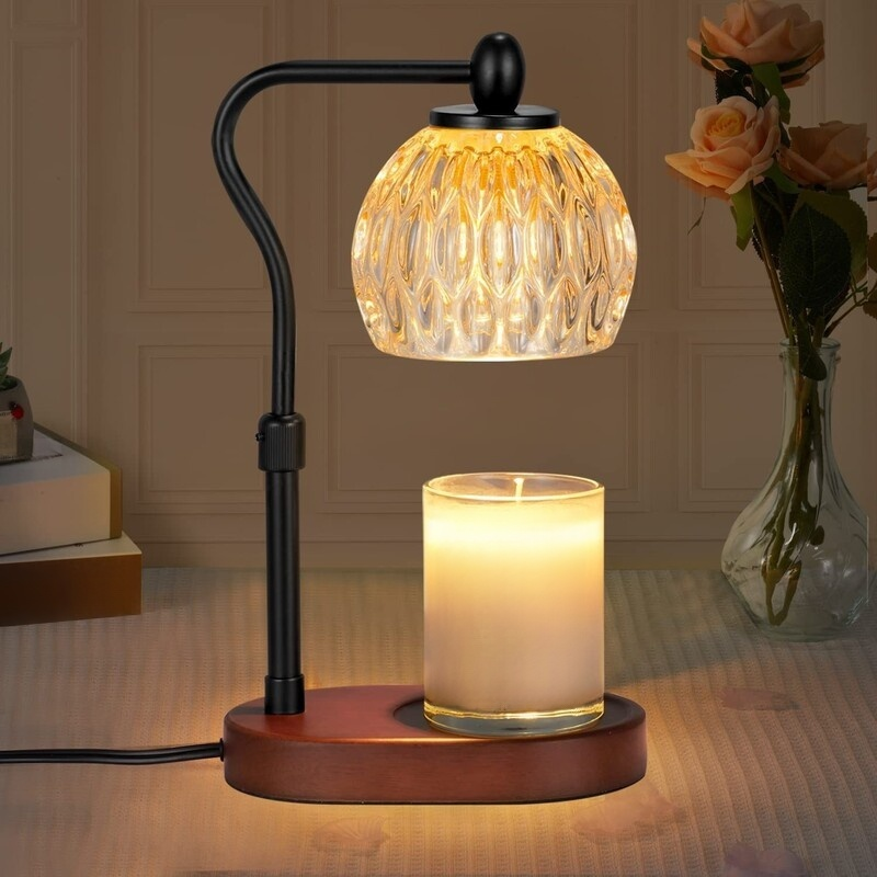 Adjustable Aroma Wax Melting Glass Table Lamp Bedroom Bedside Timer Light