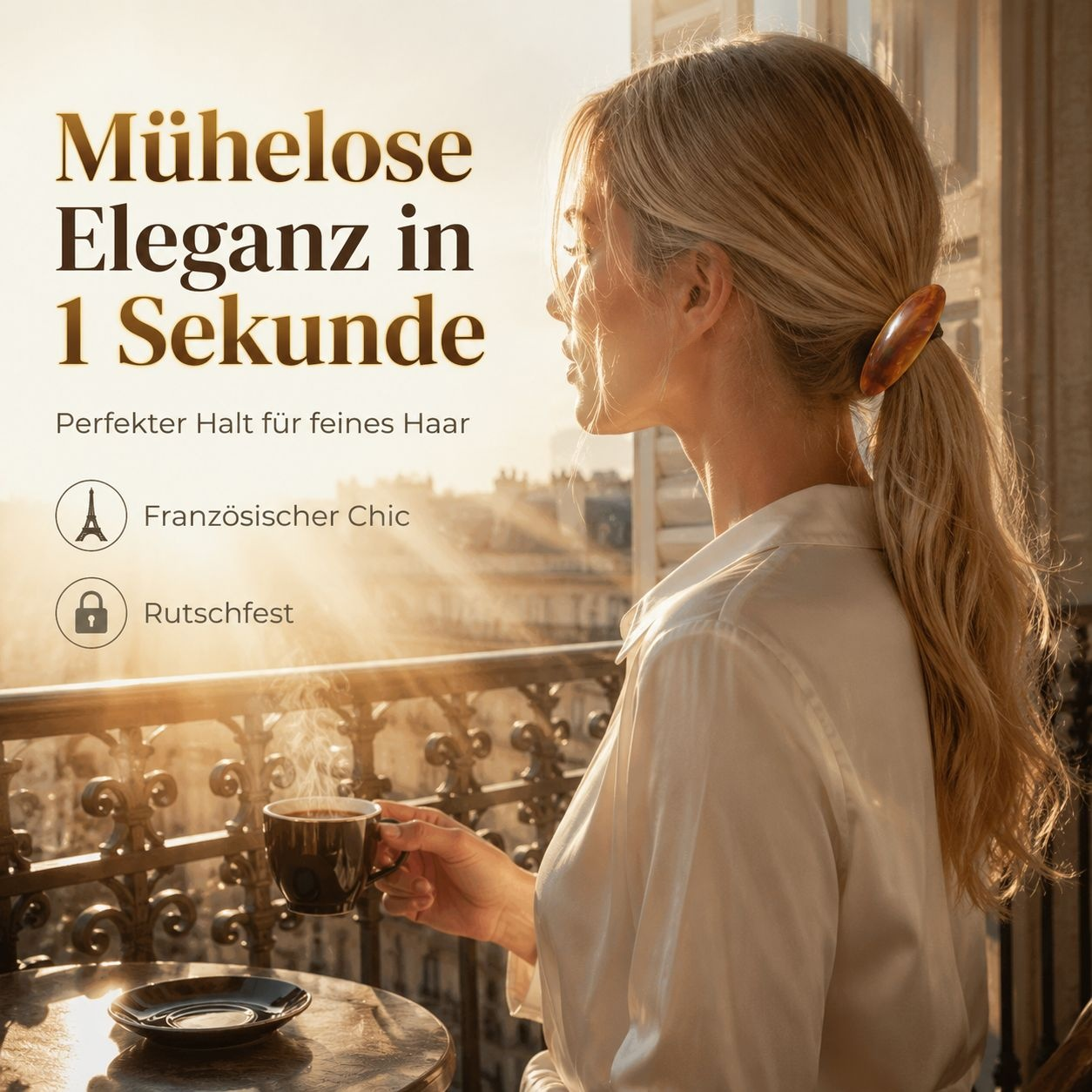 Französisch inspirierte ovale Haarspange aus künstlichem Acetat, mit Federklammer