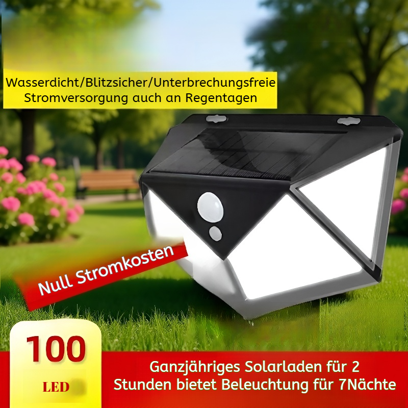 Vierseitige Solar-Wandleuchte mit Bewegungssensor