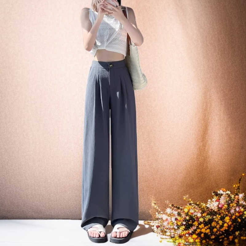 여름 아이스 드롭 와이드 팬츠 여 하이웨스트 일자 정장 팬츠 아이스 와이드 팬츠
