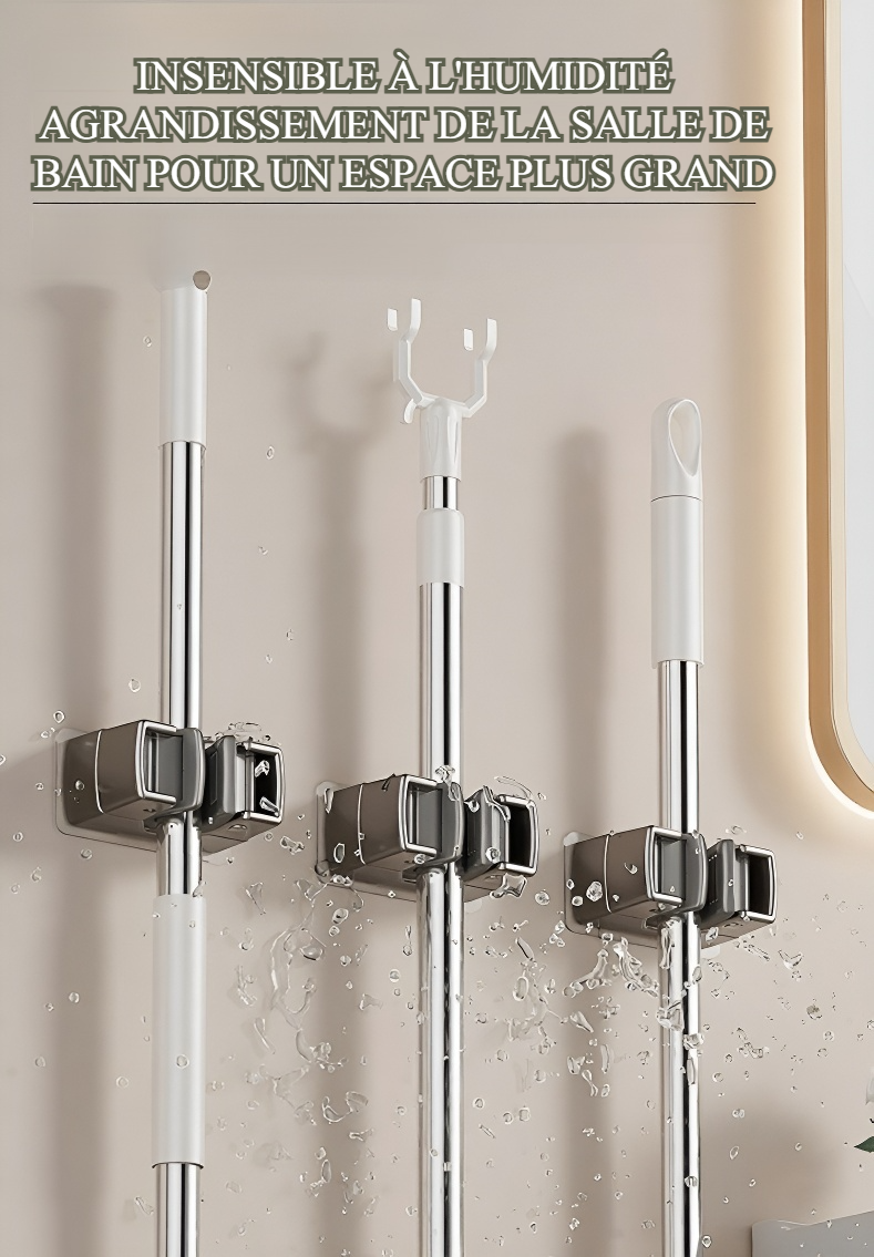 Support balai multifonction pour cuisine et salle de bain