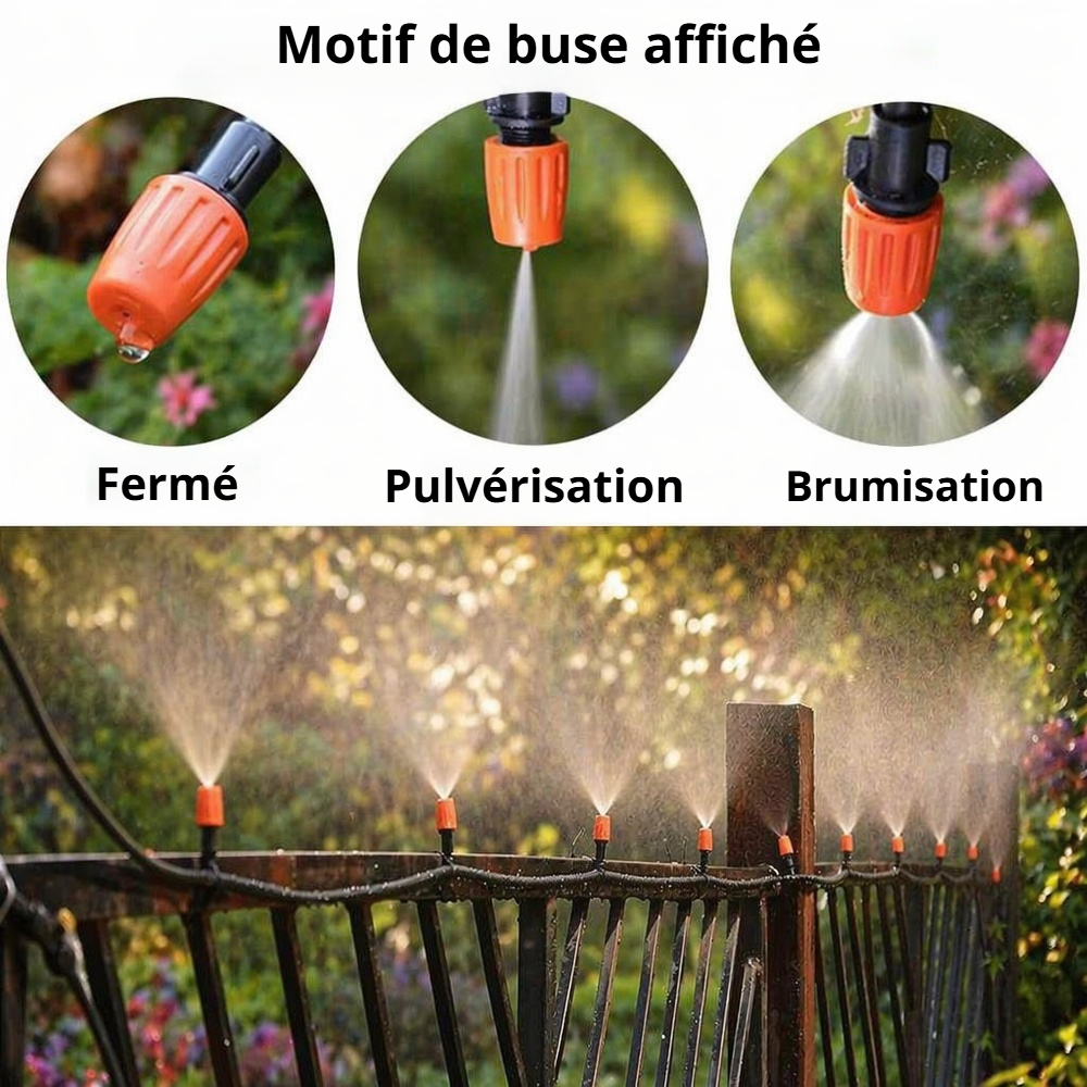 Détail du mécanisme de brumisation réglable