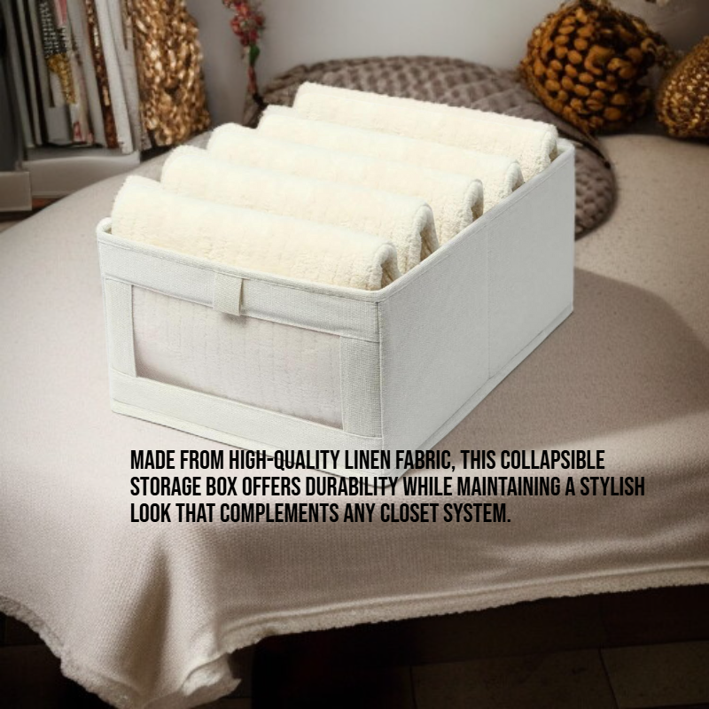  Collapsible Linen Storage Box with Transparent Window for Closet System