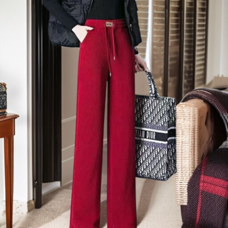 빅 사이즈 겨울 쉐닐 코듀로이 와이드 팬츠 여 기모 도톰 슬림 캐주얼 팬츠