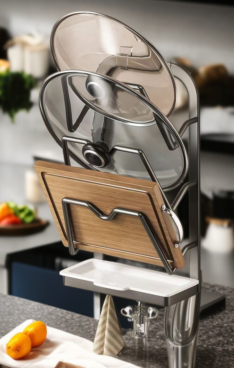 간편 설치 가능한 벽면형 냄비 뚜껑 선반