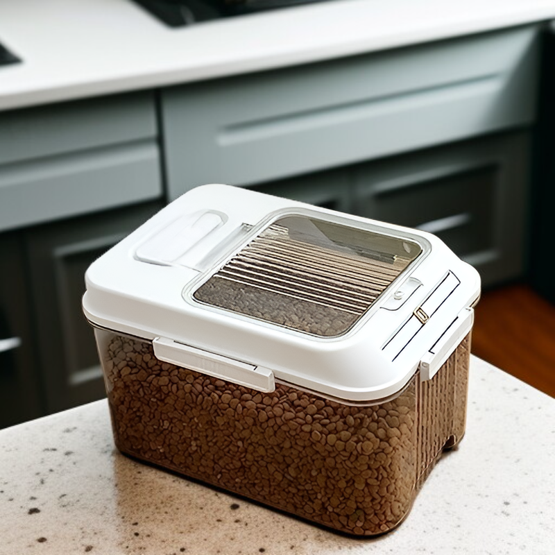 대용량 투명 쌀통 자석 타이머 부착 밀폐 방습 방충 주방 쌀 보관함