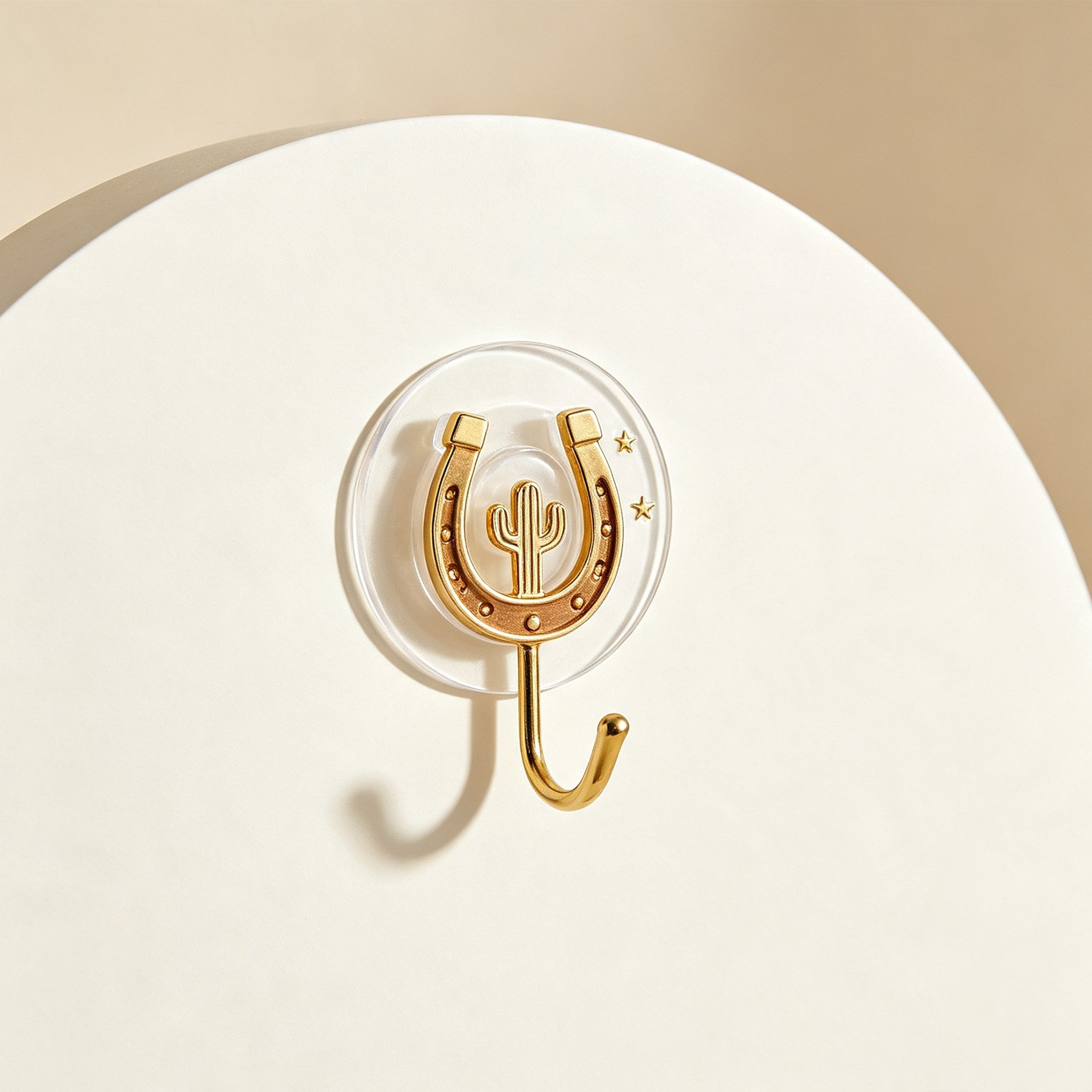 Close-up of Horseshoe Cactus Hook mounted on wall
