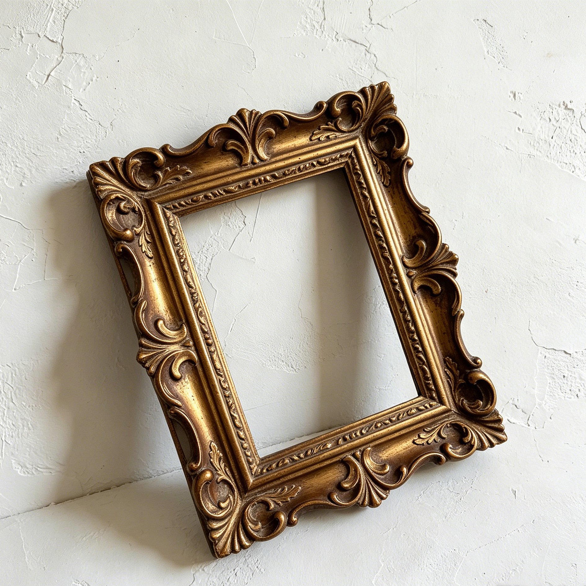 Classic solid wood picture frame on wall