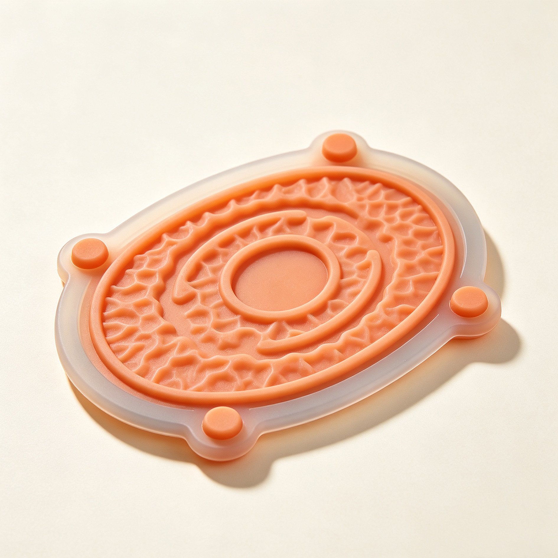 Swirled silicone heat insulation pad on kitchen countertop