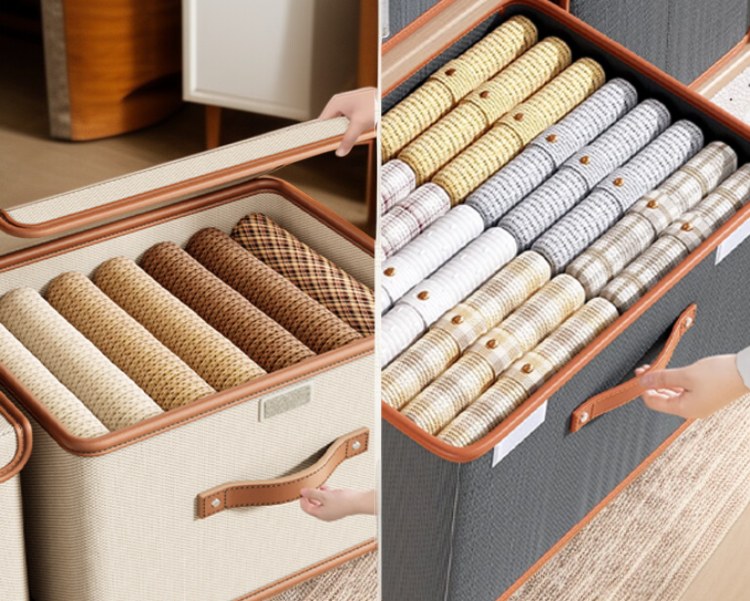 옥스퍼드 원단의 튼튼함을 보여주는 수납함 사진