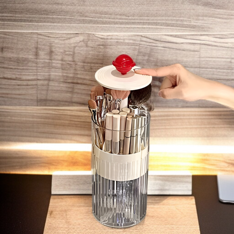 Caja organizadora de cosméticos de sobremesa con tapa a prueba de polvo