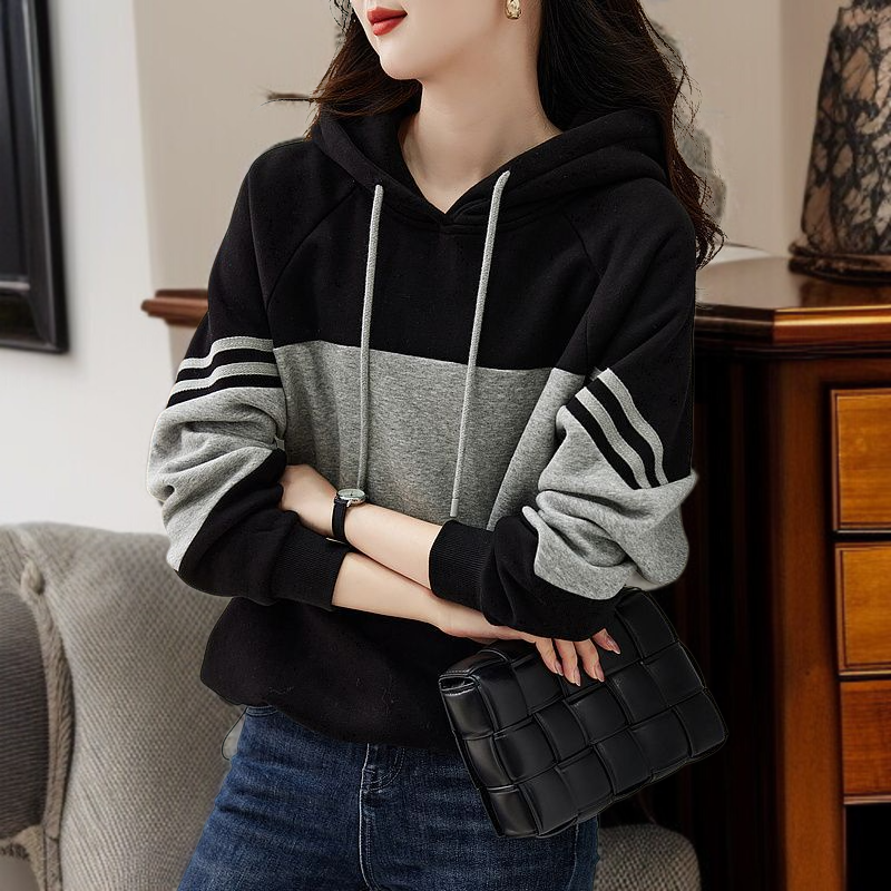 봄 여성 기질 후드 루즈 코트 풀오버 후드