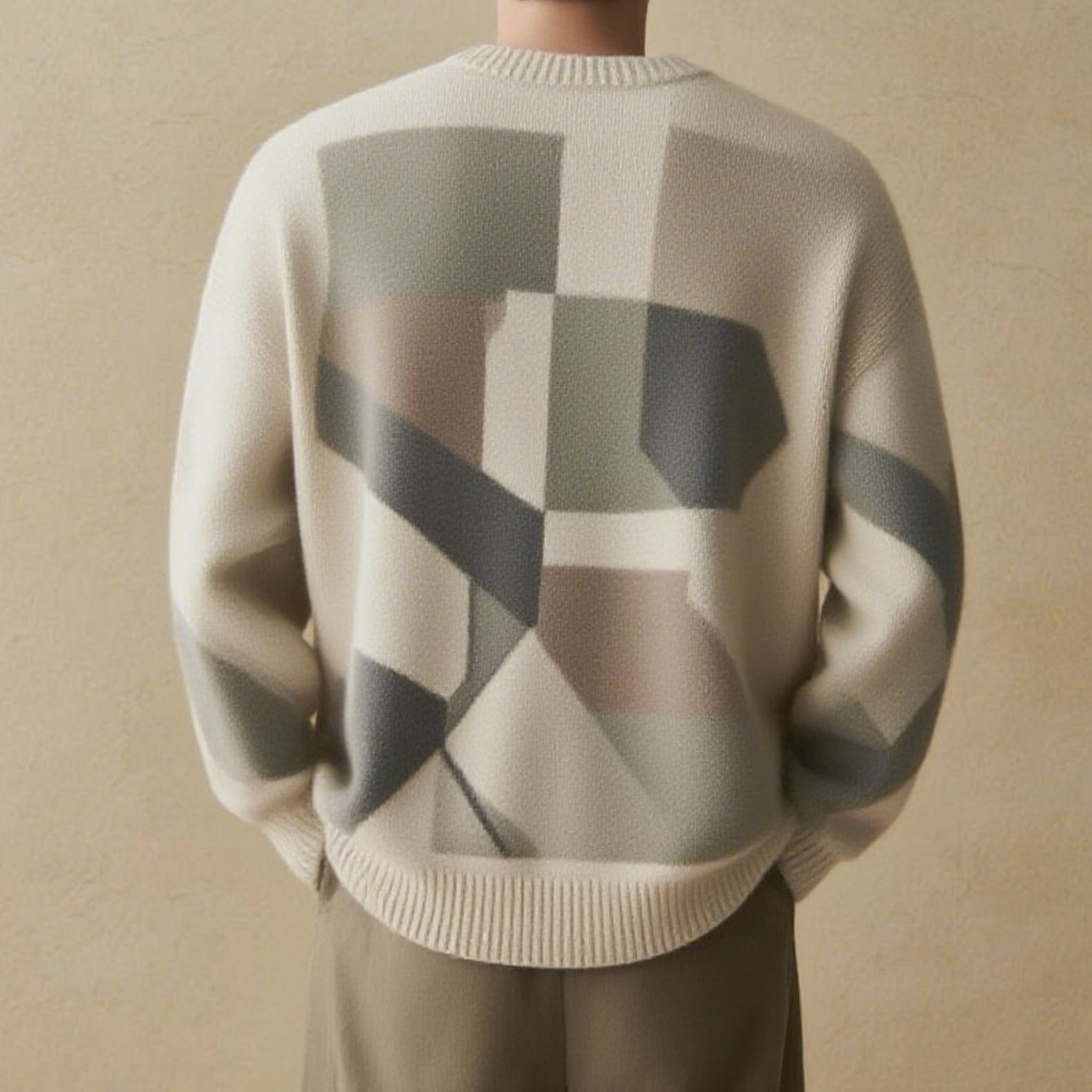 레트로 배색 니트 전체 이미지