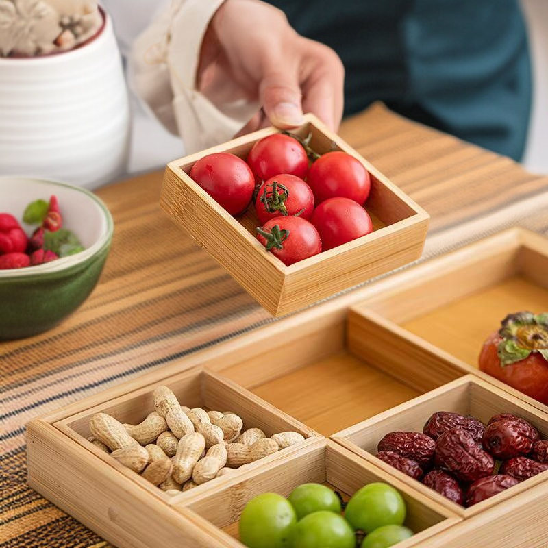 대나무 칸막이 말린 과일 상자 트레이