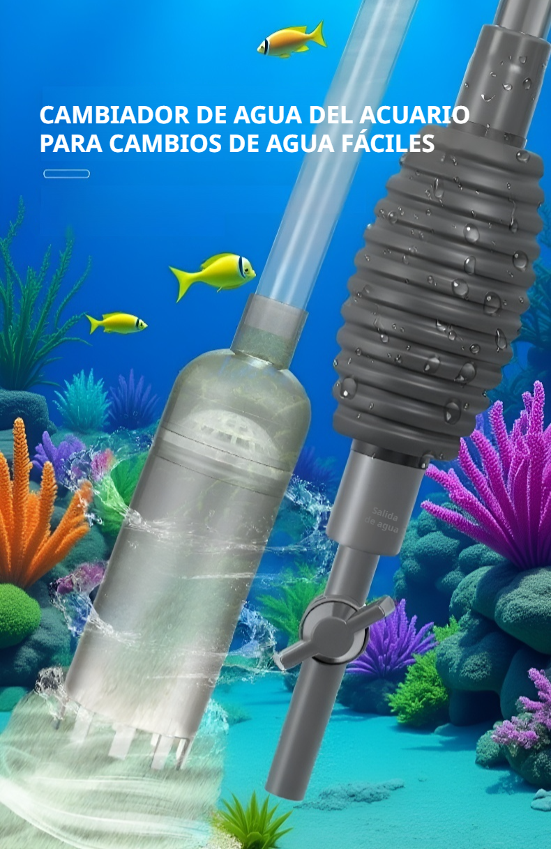Herramienta mágica para limpiar peceras en uso
