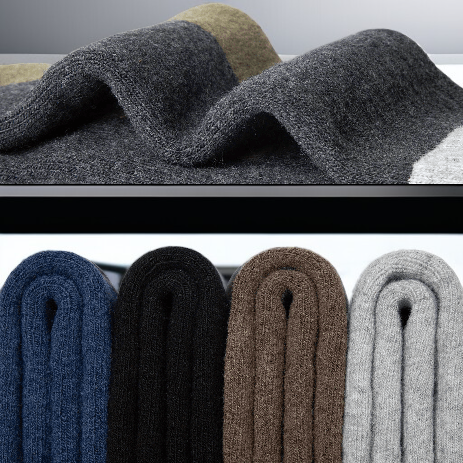 耐磨加厚設計羊毛襪近拍