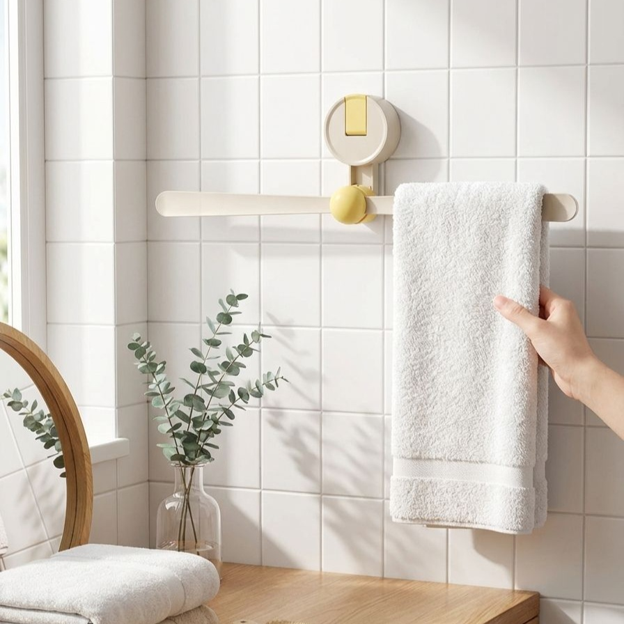 No-drill folding suction cup clothes hanger