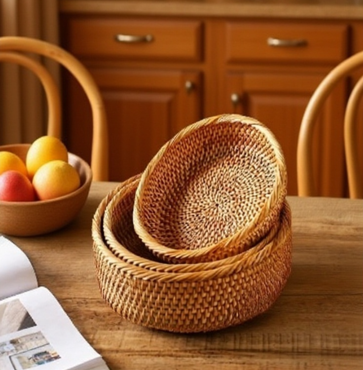 Cesta ecológica para pan en la cocina