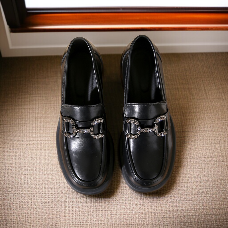 로퍼 여자는 신발을 신은 채로 밟는다 블랙 스몰 단화 통굽 송편화