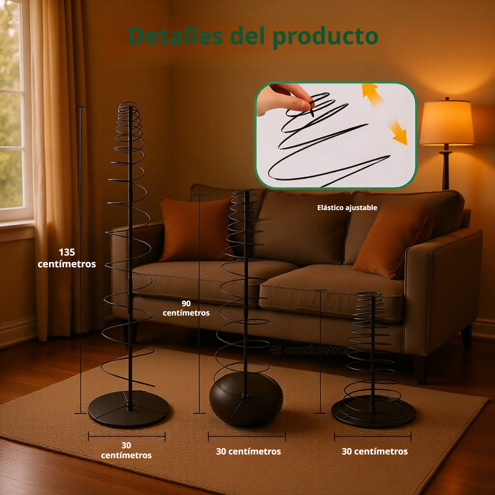 Soporte metálico para tomates en crecimiento