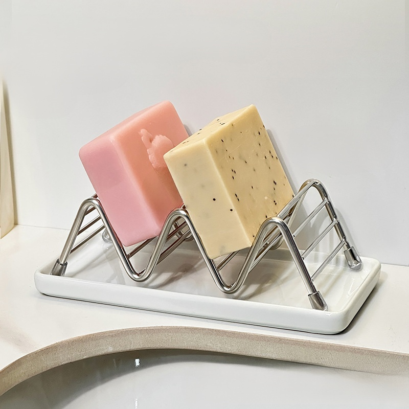 不鏽鋼W型瀝水托香皂置物架