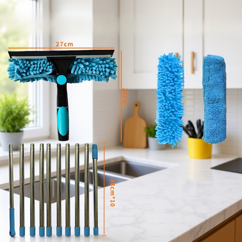 JMY Zwei-in-Eins-Fensterreinigungsschaber Glasreinigung Artefaktreinigung spezielles doppelseitiges 