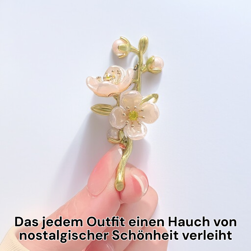 Brosche mit grünem Jasmin im Vintage-Stil