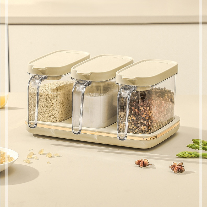 고급스러운 밀폐 조미료통 주방 방습 소금통 자석 스푼 포함